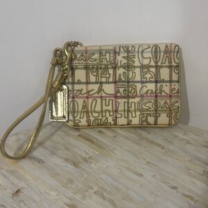 Coach Gold and Cream Wristlet
